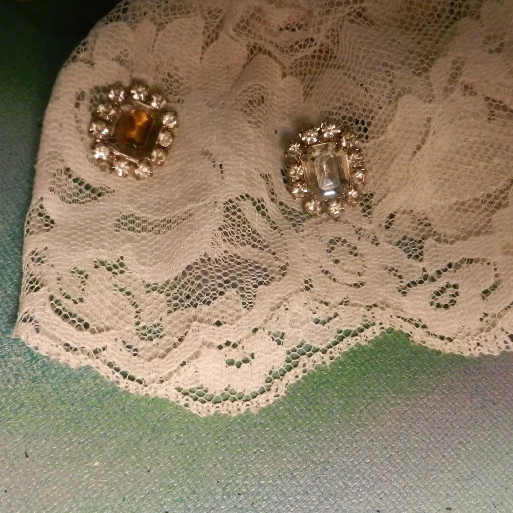 VTG Contempo silver pierced earrings marquis solitaire set in silver tone studs